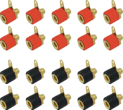 Produktbild von 20x ARLI Bananenbuchse mit Lötfahne vergoldet 4 mm² 10x rot + 10x schwarz Set