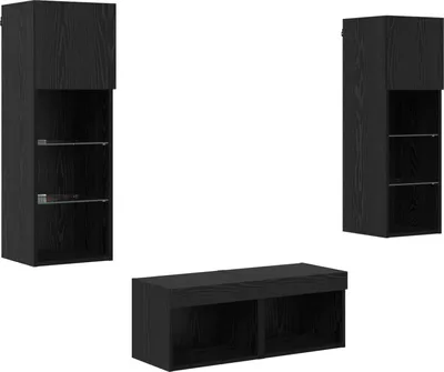 Immagine prodotto di vidaXL Mensole TV da parete 4 pezzi Nero Effetto rovere Legno composito
