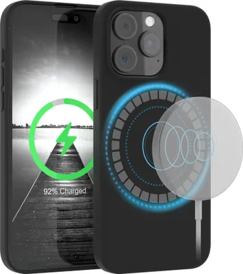 Produktbild von EAZY CASE Silikon MagSafe Handyhülle kompatibel mit Apple iPhone 15 Pro Max Hülle mit Kameraschutz, Silikonhülle, Schutzhülle Schwarz