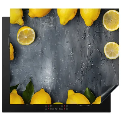 Obrázek produktu pro KitchenYeah® Kryt varné desky beton - citron - šedá - žlutá, 57x51cm, dekorace do kuchyně, keramický kryt varné desky, krycí deska na varnou desku