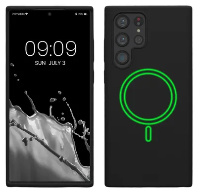 Produktbild von kwmobile Hülle kompatibel mit Samsung Galaxy S22 Ultra Hülle - magnetisches Silikon Case kompatibel mit MagSafe - Cover gummiert Schwarz
