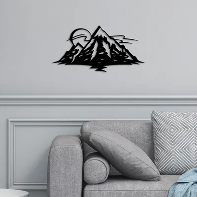 Image de Wallity, Mountain 25, Accessoire mural décoratif en métal, noir, 100 % METAL, 62 x 31 cm