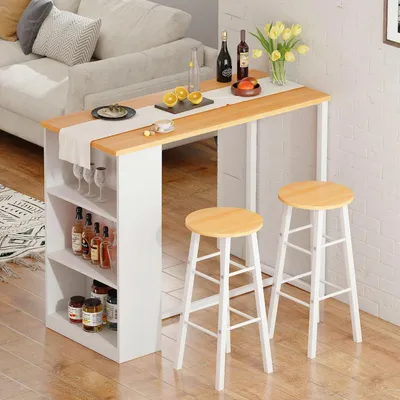 Produktbild von Bartisch mit 3-stöckigem Aufbewahrungsregal 120x55x100 cm MDF Stahl