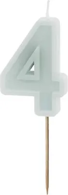 Produktbild von Geburtstagskerze Zahl 4, hellmint, 6 cm