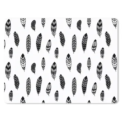Produktbild von MuchoWow® Mauspad Mousepad Federn - Schwarz und weiß - Muster - Vogel 23x19 cm - Mousepads - Maus Mat - Pad - Mausunterlage - Schreibtischunterlage - Mauspad