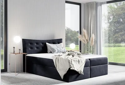 Produktbild von Polsterbett HILA – 160 x 200 cm, schwarz + GRATIS Matratzenauflage