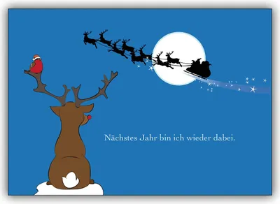 Produktbild von Lustige Schöne Weihnachtskarte mit Rentier: Nächstes Jahr bin ich