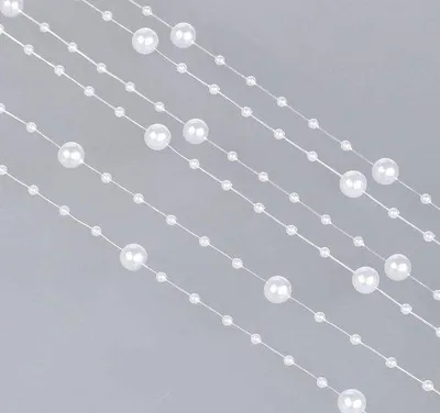 Immagine prodotto di Collana decorativa con perline bianche da 30 m e forbici in acciaio inossidabile