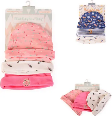 Produktbild von Cangaroo Babymütze Tibby 3er-Set Größe 46 cm, 100% Baumwolle, Erstlingsmütze rosa