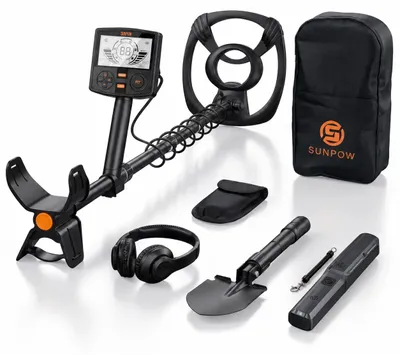 Produktbild von Metalldetektor-Set mit Pinpointer - OTMD14 - Wiederaufladbar - 30,5-cm-wasserdichte Suchspule - 25 cm Suchtiefe - 5 Suchmodi - Doppeltes hintergrundbeleuchtetes LCD-Display - IP68