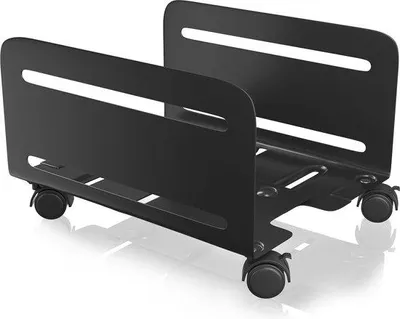 Image de Support d'ordinateur portable - Modèle standard pour unité centrale avec largeur réglable - 2 roulettes à pince - 2 roulettes pivotantes - noir