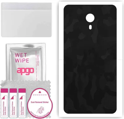 Produktbild von apgo Rückseite Schutzfolie, Skin, kompatibel mit Meizu M6s, Hinten Displayschutzfolie aus Vinylfolie, kratzfest, einfache Montage - Schwarzes Tarnmuster