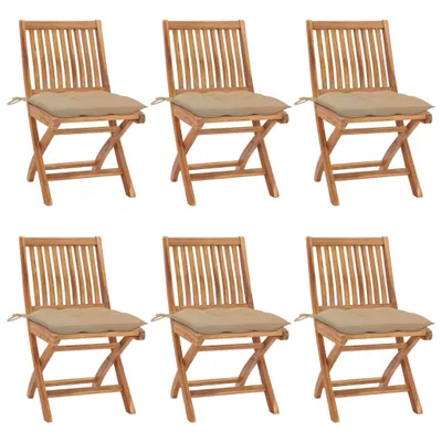 Immagine prodotto di Sedie da giardino pieghevoli con cuscini 6 pz. Legno massiccio di teak