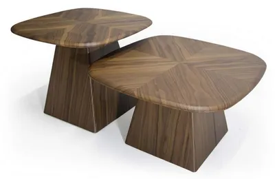 Produktbild von Designer Couchtisch Set – 2-teilig, Holz stilvolle Möbel für modernes Wohnzimmer