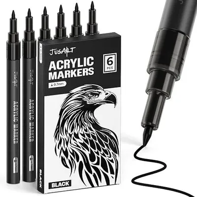 Zdjęcie produktu dla Markery akrylowe złote 0 7 mm do kamienia szkła drewna DIY 6 szt.