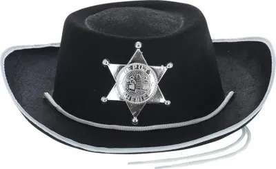 Produktbild von Smiffys - "Sheriff" Kostüm-Hut für Kinder SM3542 (Einheitsgröße) (Schwarz)