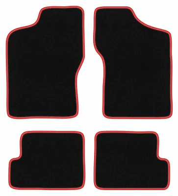 Zdjęcie produktu dla Dywaniki samochodowe welurowe CARLUX-RED do: Fiat Cinquecento (1991-1998, hatchback) czarne z czerwonym obszyciem, z mocowaniami
