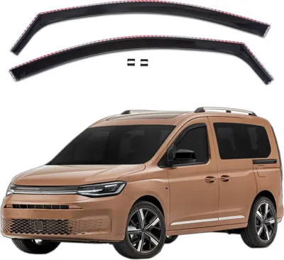 Produktbild von J&J AUTOMOTIVE | GP Windabweiser Für Volkswagen Caddy ab 2021 2tlg, GP Regenabweiser, Schwarz, Getönt, Aerodynamisch, Einfache Montage, Befeistigung mit Clips