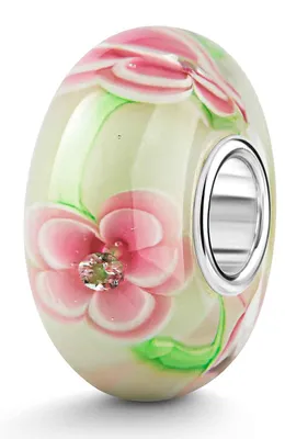 Produktbild von MATERIA by Matthias Wagner Zirkonia Glas Bead Blumen weiß grün rosa 1450