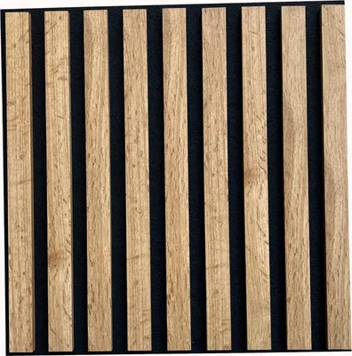 Produktbild von MEBANO. 6er-Set Akustikpaneele Holz 40x40 cm Wotan Eiche  3D Wandpaneele aus Holzfunier und Filz Wandverkleidung Moderne Lamellenwand