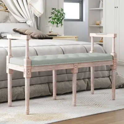 Image de The Living Store Banc gris clair 110x40x70 cm velours