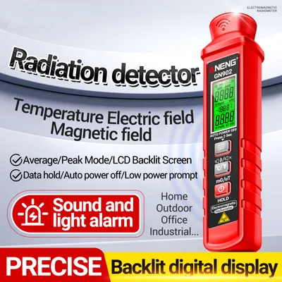Produktbild von ANENG GN902 Ruční elektromagnetický radiační tester Digitální přenosný LCD rentgenový testovací měřič radioaktivity Elektrické pole Magnetické pole Teplota Multifunkční detektor Domácí kancelářský radiační tester Zvukový světelný alarm LCD displej s podsvícením