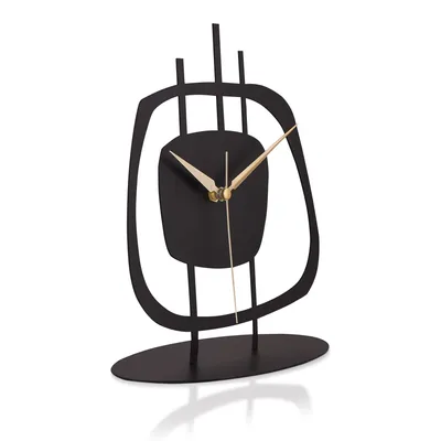 Image de Opviq, Pietra - Black, horloge décorative, 100 % MÉTAL, noir, 21 x 23 cm