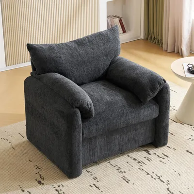 Image de MODFU Fauteuil - Confort Haut de Gamme 1 Place Tissu Chenille Gris