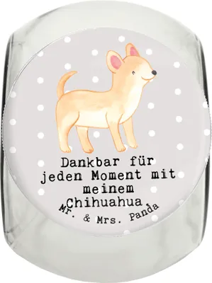 Produktbild von Mr. & Mrs. Panda Dose Chihuahua Moment L 870ml - Grau Pastell - Geschenk, glasbehälter, Keksdose, schraubglas, Dekoglas, Vorratsbehälter