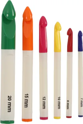 Produktbild von 6pcs Häkeln Haken Ergonomisch Griff erkennbarer Größe verschiedener Farben Kunststoffnadelkit zum Weben von Decken