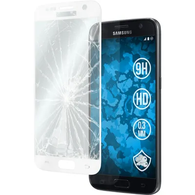 Produktbild von 1er-Pack PhoneNatic Glas-Folie klar full-screen weiß kompatibel mit Samsung Galaxy S7 - Panzerglas für Galaxy S7