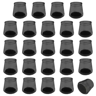 Produktbild von Stuhlbeinkappen rund 40mm für 30-34mm schwarz aus TPE mit Filz 24 Stück