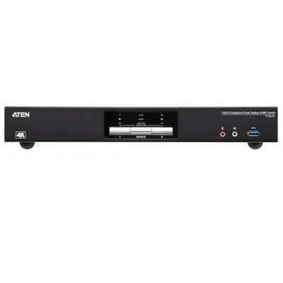 Produktbild von ATEN 2-Port USB 3.0 4K DisplayPort Dual Display KVMP™ Switch, 4096 x 2160 Pixel, Ethernet/LAN, 4K Ultra HD, 3,48 W, Schwarz