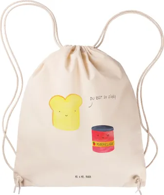 Produktbild von Mr. & Mrs. Panda Turnbeutel Toast Marmelade - Transparent - Geschenk, Toastbrot, Dreamteam, Brot, Beutel, Küche Deko, gym rucksack, leichter, wander, Lustige Sprüche