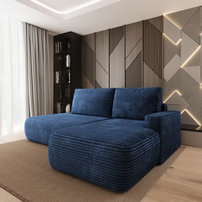 Produktbild von Masseno Ecksofa AVINI T R-S mit Schlaffunktion L-Form, Sofa mit Bettkasten, Wohnzimmersofa, Couch, Soffa, Bettsofa, Couchgarnitur- Blau, TILIA 77