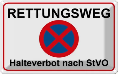 Produktbild von vianmo Blechschild 20x30 cm Rettungsweg Halteverbot nach StVO Warnschild Hinweisschild Sicherheit Vorsicht