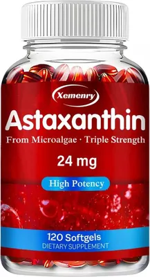 Produktbild von Astaxanthin 24mg (120 Kapseln) Nahrungsergänzungsmittel, Antioxidant, Haut, Augen, Herz, Gehirn, Gelenken