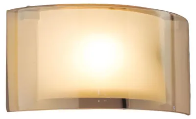 Image de Applique Murale Alide 34 Cm Avec Structure En Métal Et Verre Ambré, Douille E27 40 W Ip20 - Design Élégant Et Moderne Pour Les Intérieurs