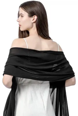 Productafbeelding van Unyqoos® damescharl – een lichtgewicht, veelzijdig en elegant sjaaltje van chiffon, geschikt als halsdoek, schoudertas of hoofddoek, afmetingen 170 x 45 cm