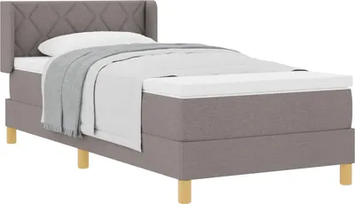 Image de Lit boxspring vidaXL avec tête de lit, couleur taupe, 200 x 90 cm, tissu