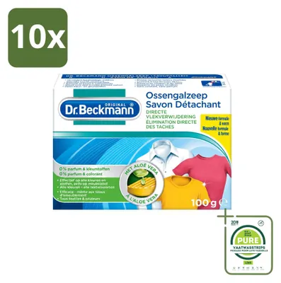 Produktbild von 10 x Dr. Beckmann Fleckenteufel Gallseife mit Aloe Vera, 100 g - Großpackung - 10 Stücke