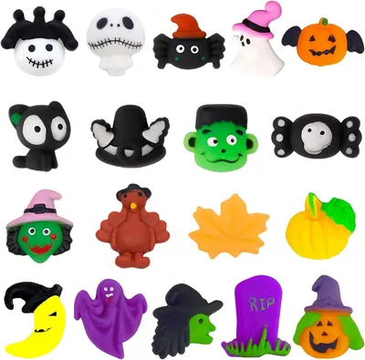 Productafbeelding van Halloween mochi squishy toys set - 18 stuks - Kawaii dieren - Zacht siliconen speelgoed - Schattig anti-stress
