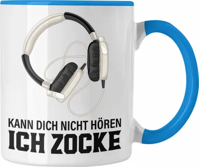 Produktbild von Trendation - Gamer Tasse Geschenk Jungen Zocker Mitbringsel Männer Zocken Gaming Geschenkideen PC Kinder Zubehör Spruch Lustig Kann Dich Nicht Hören (Blau)