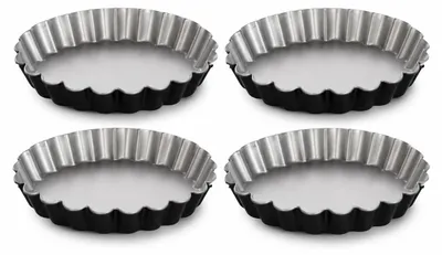 4 Kuchenformen Ø 9 cm, antihaftbeschichtet, Metall