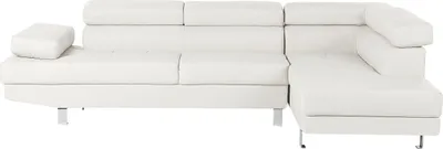 Zdjęcie produktu dla BELIANI Narożnik lewostronny biały tapicerowany ekoskórą 5 osobowa sofa z regulowanymi zagłówkami kanapa do salonu