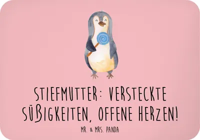 Produktbild von Mr. & Mrs. Panda magnet Stiefmutter Herzen - Rot Pastell - Geschenk, haftmagnet, Humor, herzerwärmende Sprüche, Kühlschrankmagnet, Herz, Muttertag, Pinnwandmagnet