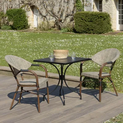 Image de VIANNEY - Ensemble de jardin -table 70x70cm et 2 chaises grises