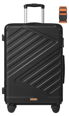 Image de Valise rigide avec cadenas TSA et sangle de maintien, extensible | Noir | 45x25x65 cm