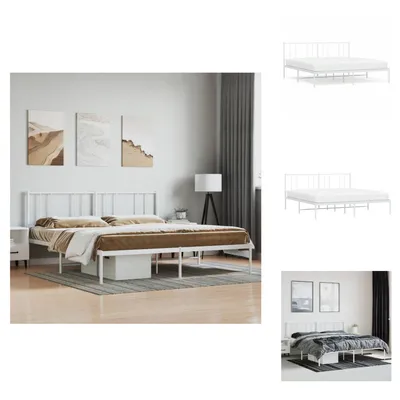 Obrázek produktu pro vidaXL Rám postele s čelem kovový bílý 183x213 cm - Postele a válendy