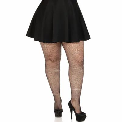 Image de Leg Avenue - Bas Mesh Crystalized Noir Plus Tailleö ß e
